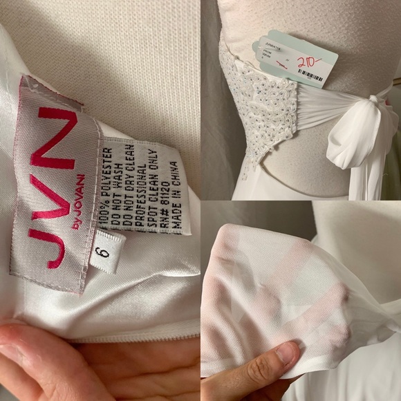 SOLD NWT JVN Jovani White Chiffon Lace Gown* - Picture 4 of 11